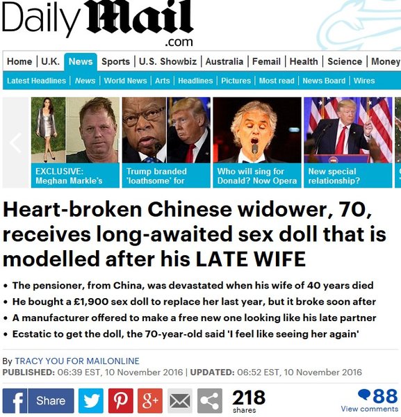 2016-11-10 Daily Mail Online - Heartbroken Chinese widower gets doll of late wife.jpg