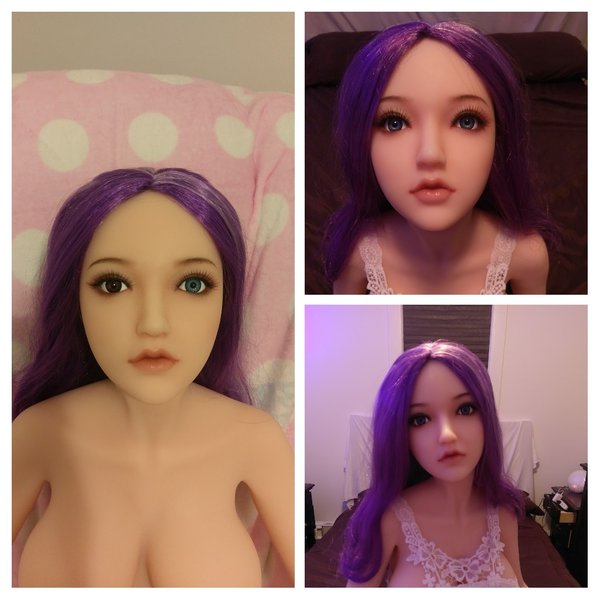 In Katie's purple wig
