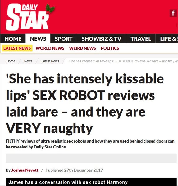 2017-12-27 Daily Star - Sex robot reviews laid bare.jpg